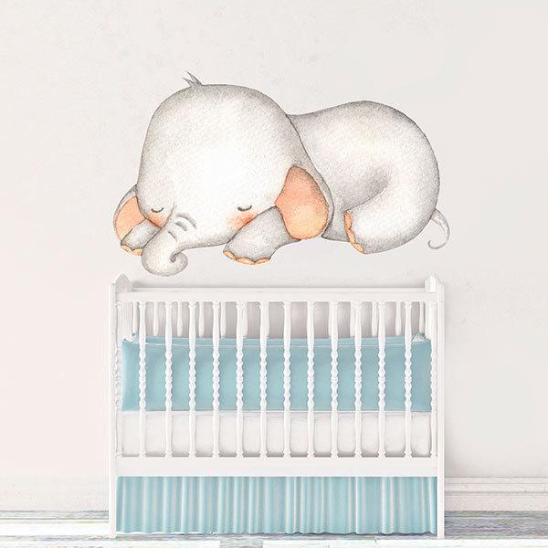 Stickers for Kids: Sleeping Elephant watercolor
