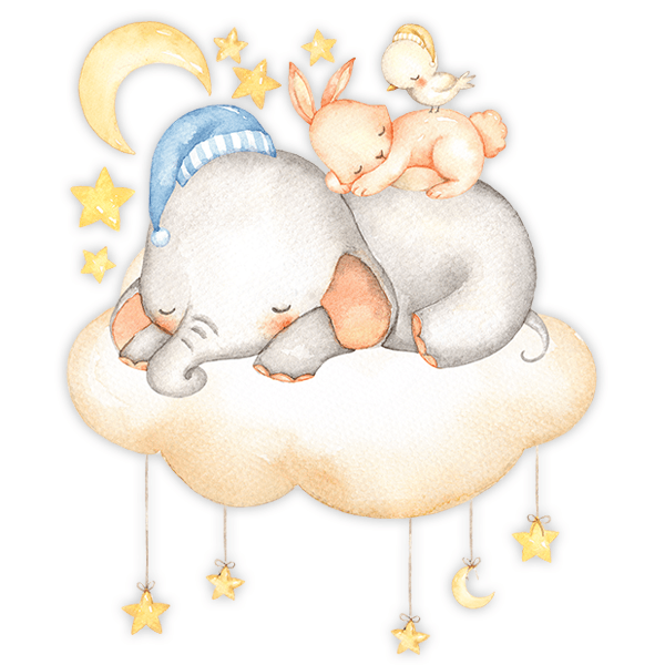 Stickers for Kids: Kit animals sleeping in the cloud