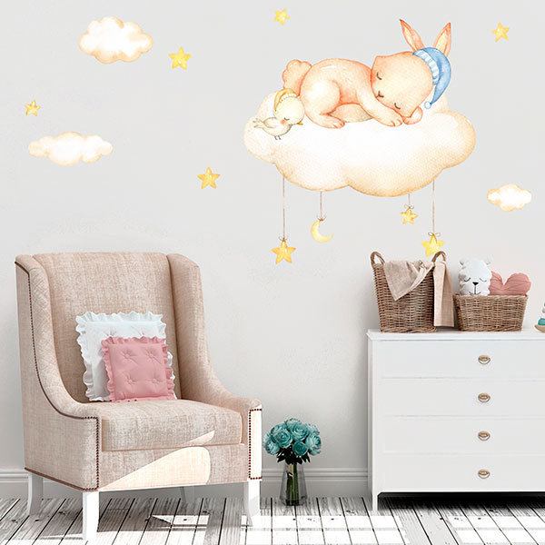 Stickers for Kids: Kit Rabbit sleeping on clouds