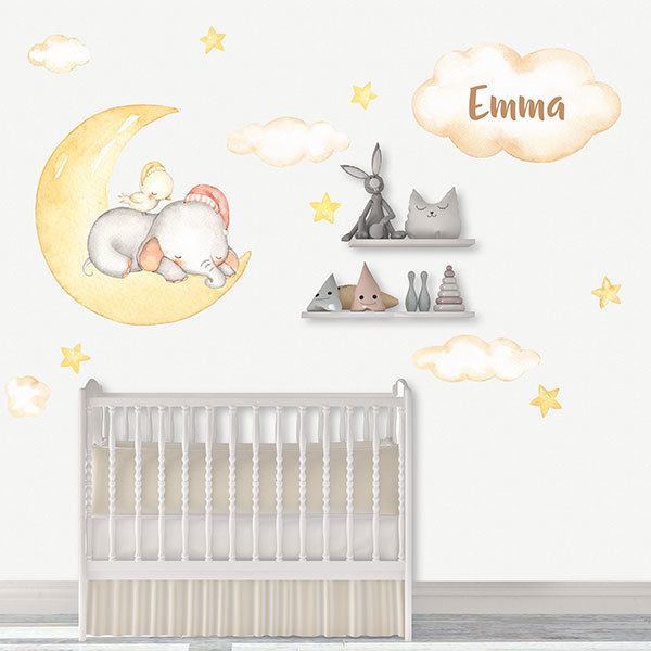 Stickers for Kids: Elephant in personalized moon