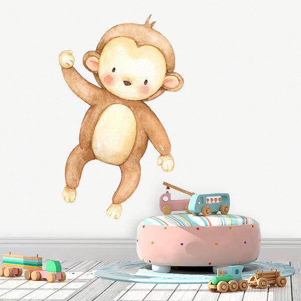 Stickers for Kids: Watercolor Monkey
