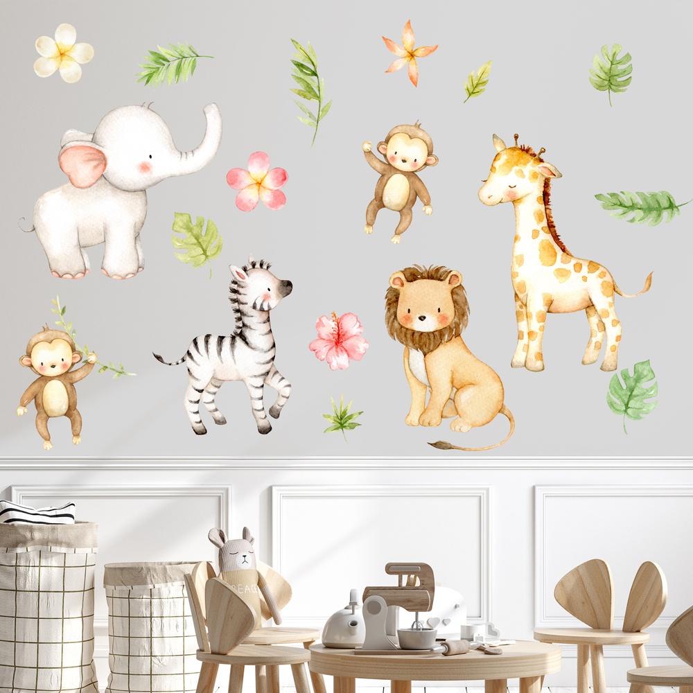 Stickers for Kids: Watercolor jungle kit