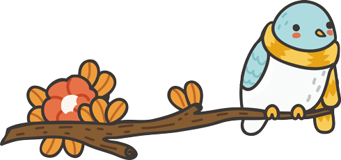Stickers for Kids: Bird with a scarf on the branch