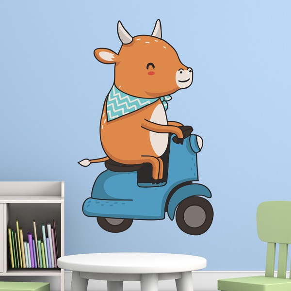 Stickers for Kids: Cow and motorcycle Vespa