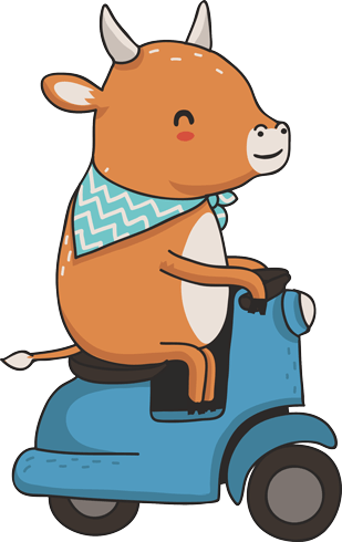 Stickers for Kids: Cow and motorcycle Vespa