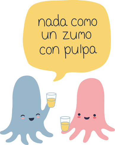 Stickers for Kids: Octopus taking juice with pulp