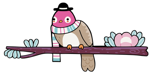 Stickers for Kids: Bird 2 on branch in winter