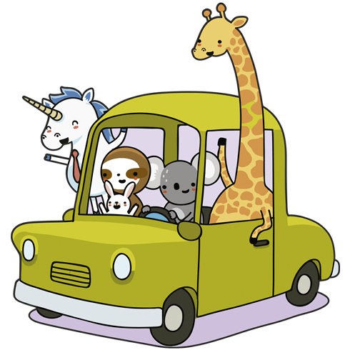 Stickers for Kids: Car loaded with animals
