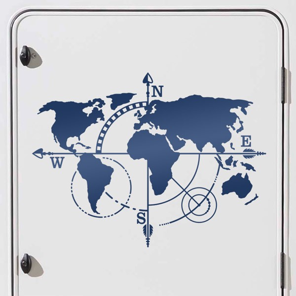 Camper van decals: World Map Compass