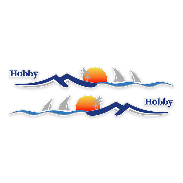 Camper van decals: Set paysage mer et plage avec coucher de soleil