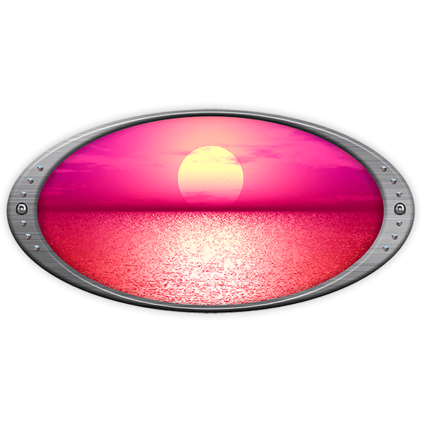 Car & Motorbike Stickers: Elliptical frame moonlit sea