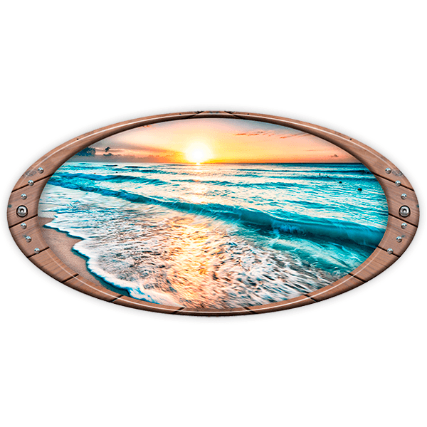 Camper van decals: Elliptical frame Beach at sunset