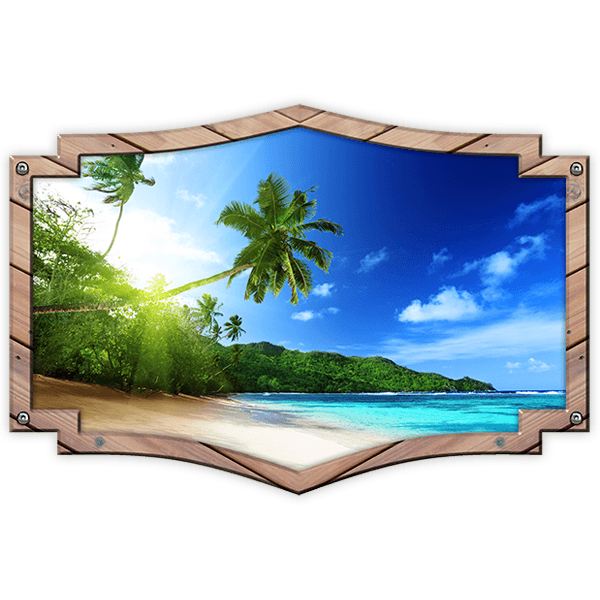 Camper van decals: Ornamental frame beach