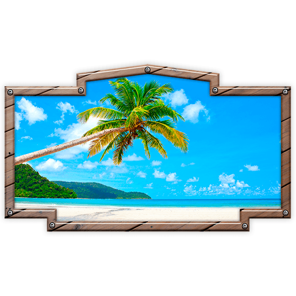 Car & Motorbike Stickers: Vintage frame Hawaiian palm