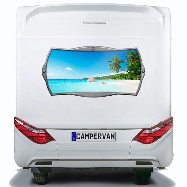 Sticker Camping car Rectangular frame Caribbean beach