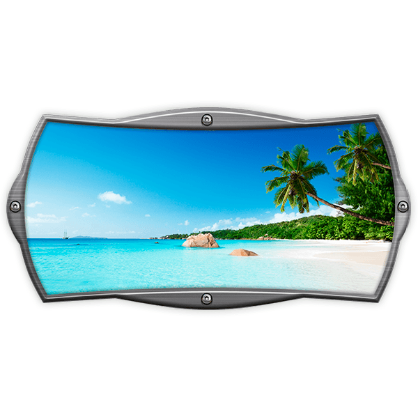 Camper van decals: Rectangular frame Caribbean beach