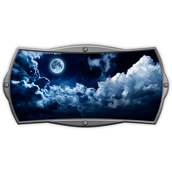 Camper van decals: Rectangular frame moon between darkness