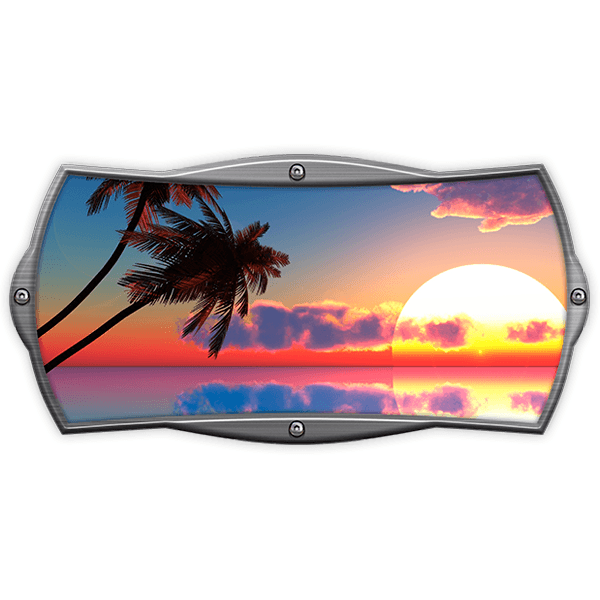 Camper van decals: Rectangular frame Caribbean sunrise