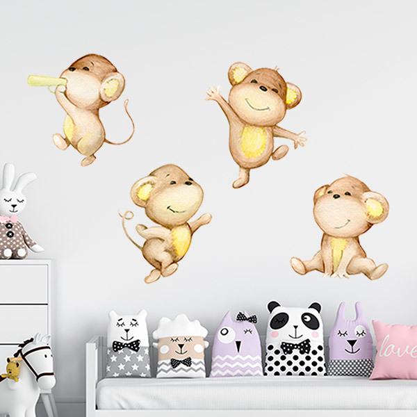 Stickers for Kids: Four monkeys playing