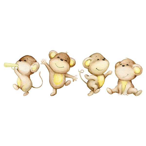 Stickers for Kids: Four monkeys playing