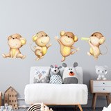 Stickers for Kids: Four monkeys playing 3