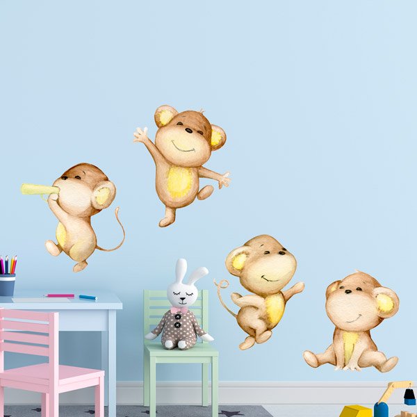 Stickers for Kids: Four monkeys playing