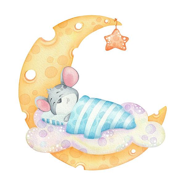 Stickers for Kids: Mouse Sleeps on the Moon