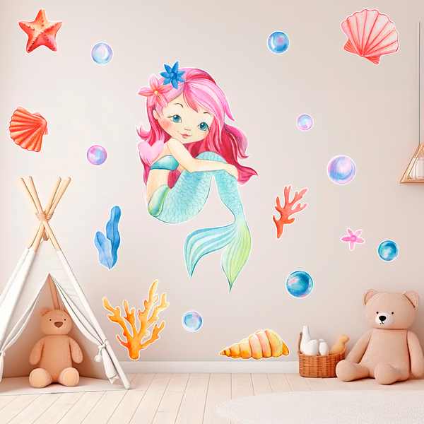Stickers for Kids: Redhead Mermaid