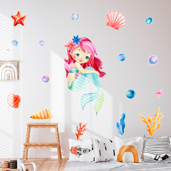 Stickers for Kids: Redhead Mermaid