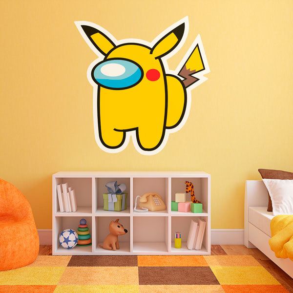 Stickers for Kids: Among Us Pikachu