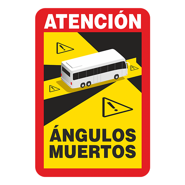 Car & Motorbike Stickers: Attention Bus Blind Spot in Spanish 0