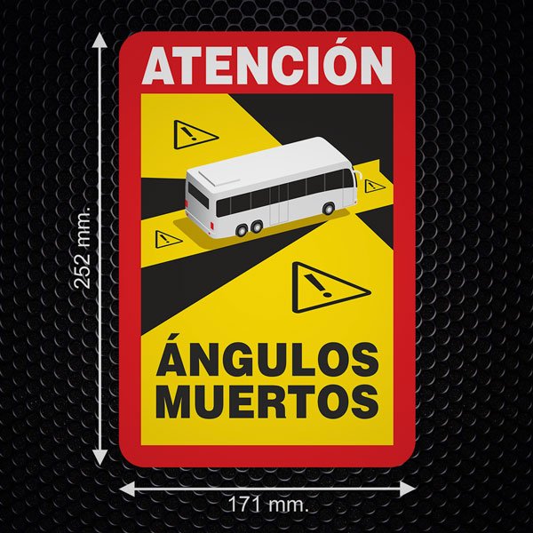 Car & Motorbike Stickers: Attention Bus Blind Spot in Spanish