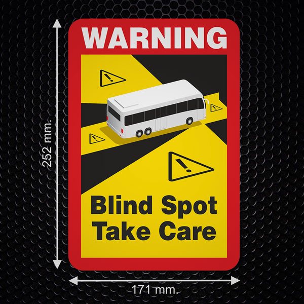 Car & Motorbike Stickers: Warning, Blind Spot Take Care Bus