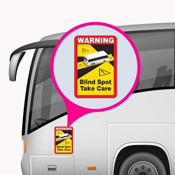 Car & Motorbike Stickers: Warning, Blind Spot Take Care Bus