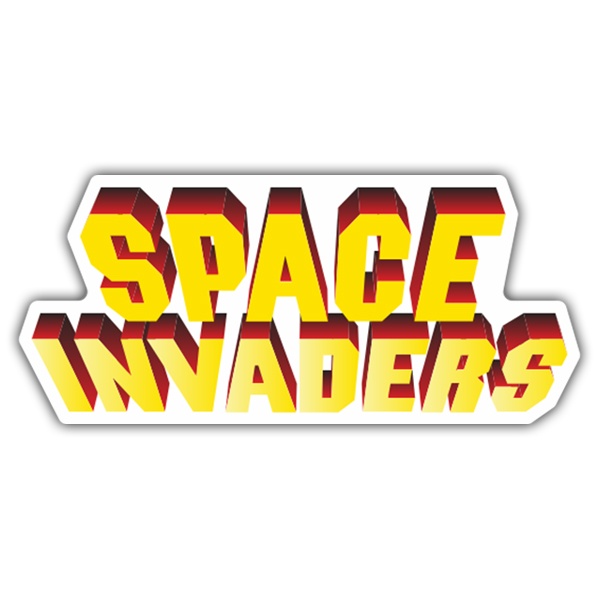 Car & Motorbike Stickers: Space Invaders 3D White