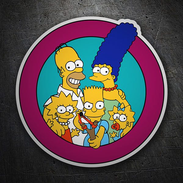 Car & Motorbike Stickers: Simpson Family in Circle