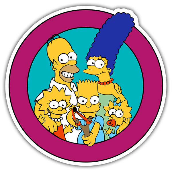 Car & Motorbike Stickers: Simpson Family in Circle