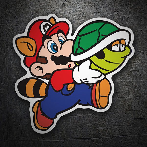 Car & Motorbike Stickers: Super Mario Raccoon with Turtle