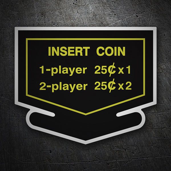 Car & Motorbike Stickers: Insert Coin with Retro Text