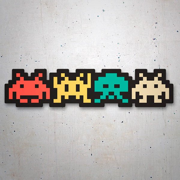 Car & Motorbike Stickers: Space Invaders Martians Colour