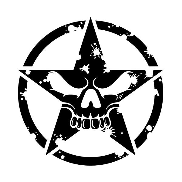 Car & Motorbike Stickers: Worn skull star