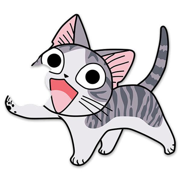 Sticker Cat Eating Apple MuralDecal