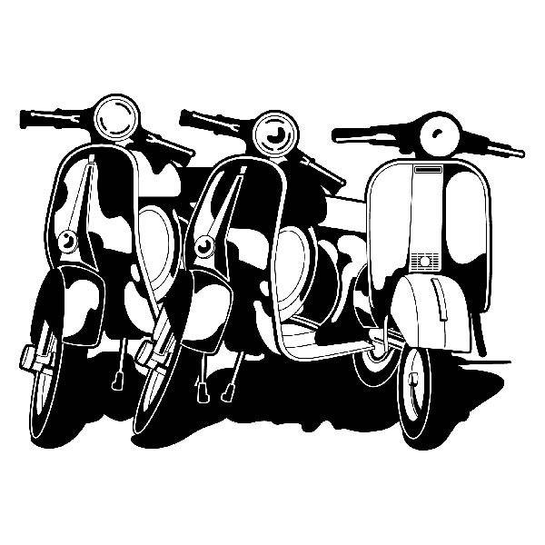 Wall Stickers: Three Vespa Scooters