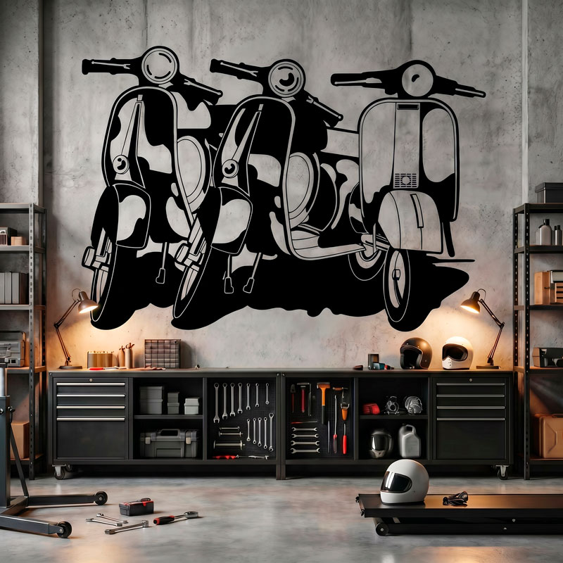 Three Vespa Scooters 3/7