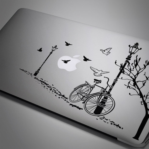 Car & Motorbike Stickers: Bicycle and Lamppost in Autumn for Mac