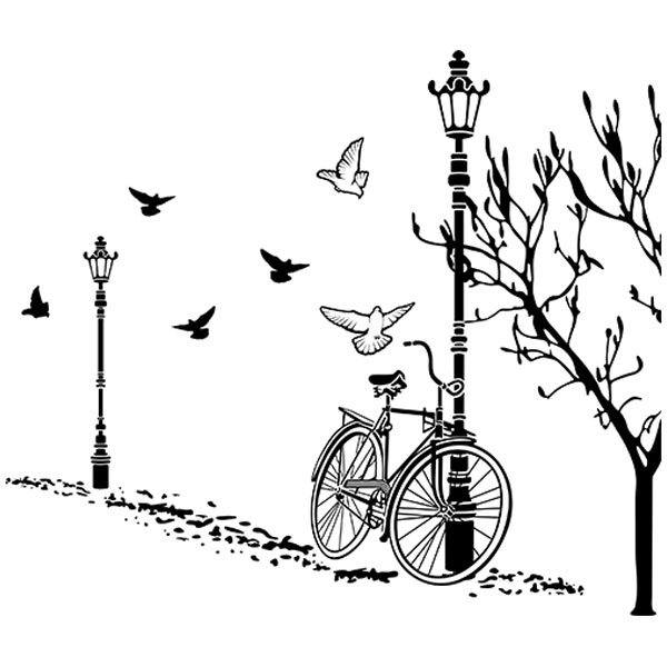 Car & Motorbike Stickers: Bicycle and Lamppost in Autumn for Mac