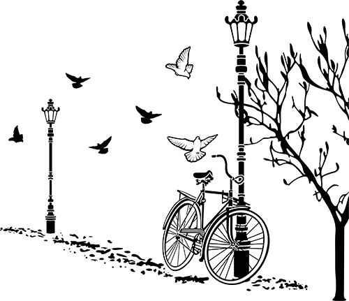 Car & Motorbike Stickers: Bicycle and Lamppost in Autumn for Mac