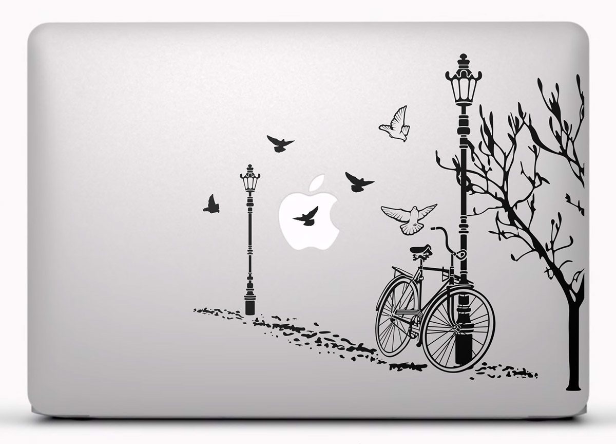 Car & Motorbike Stickers: Bicycle and Lamppost in Autumn for Mac