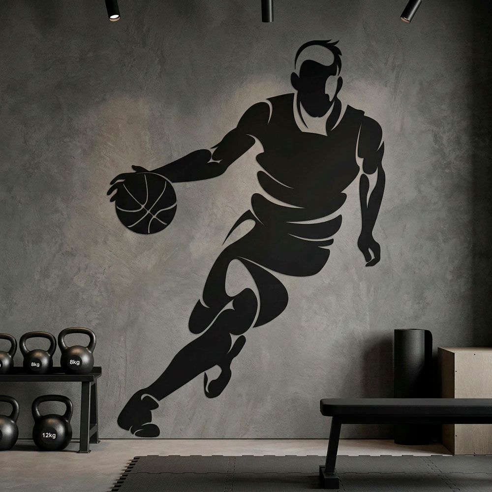 Basketball player dribbling 8