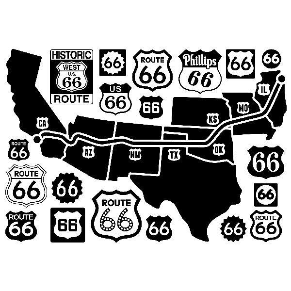 Wall Stickers: Map and logos Route 66